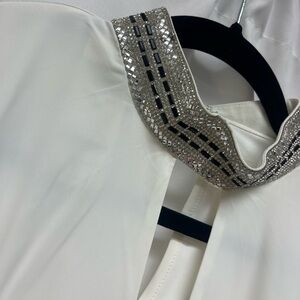 Bebe Embellished Keyhole Long Sleeve Top